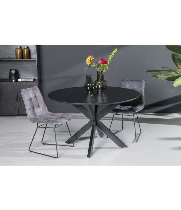 Duverger® Nordic - Eettafel - acacia - zwart - rond - dia 130cm - spider poot - gecoat staal