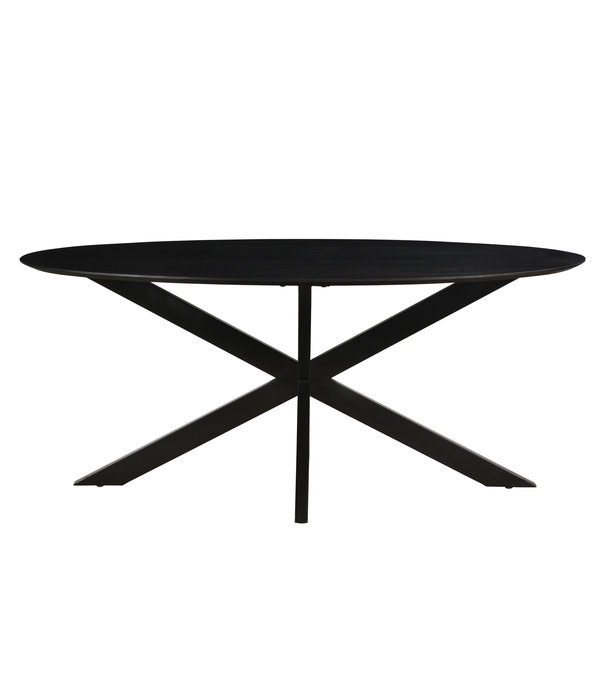 Duverger® Nordic - Eettafel - acacia - zwart - 180cm - ovaal - spiderpoot - gecoat staal