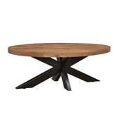 Omerta - Salontafel - 130cm - ovaal - mangohout - naturel - spiderpoot - zwart gecoat