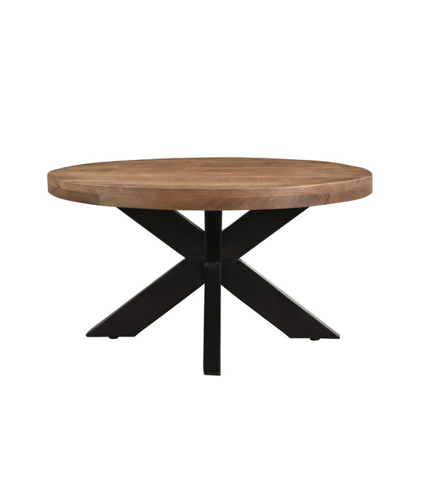 Duverger® Omerta - Table basse - ronde 80cm - manguier - naturel - pied araignée en acier - laqué noir