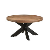 Omerta - Table basse - ronde 80cm - manguier - naturel - pied araignée en acier - laqué noir