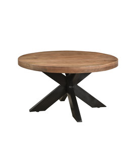 Omerta - Table basse - ronde 80cm - manguier - naturel - pied araignée en acier - laqué noir