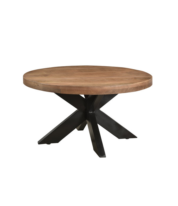 Duverger® Omerta - Table basse - ronde 80cm - manguier - naturel - pied araignée en acier - laqué noir