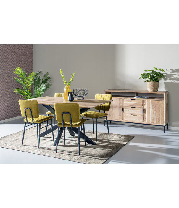 Duverger® Nordic - Sideboard - Akazie - natur - L 140cm - 2 Türen - 3 Schubladen - Nische