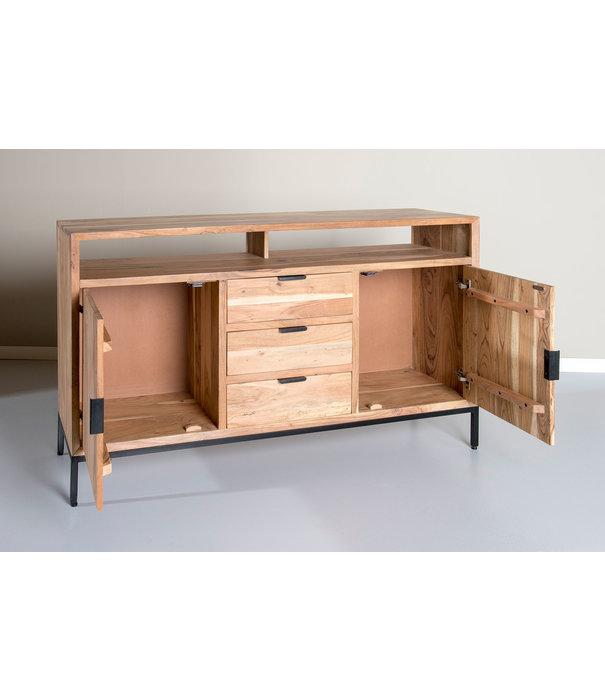 Duverger® Nordic - Dressoir - acacia - naturel - L 140cm - 2 deuren - 3 laden - nis