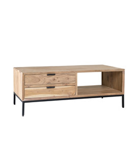 Nordic - Table basse - acacia - naturel - L 120cm - 4 tiroirs - 1 niche