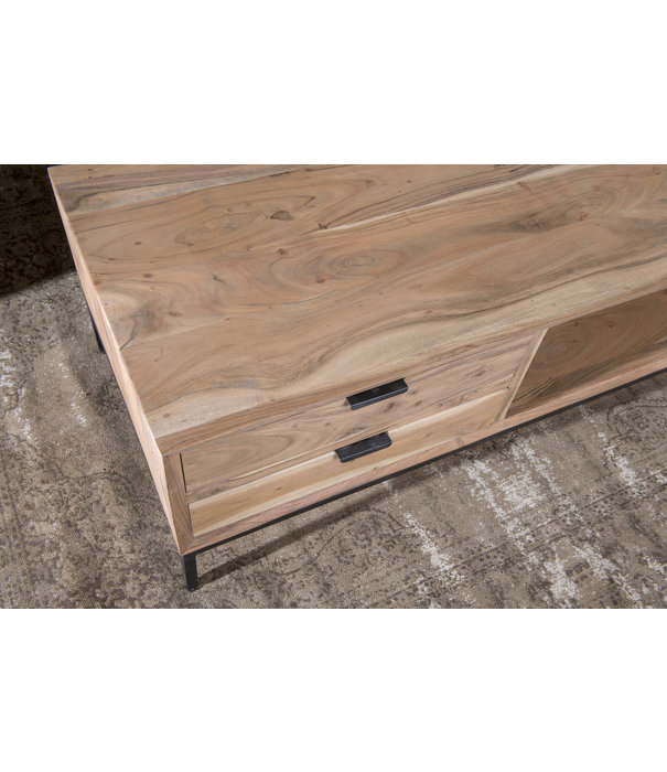 Duverger® Nordic - Table basse - acacia - naturel - L 120cm - 4 tiroirs - 1 niche