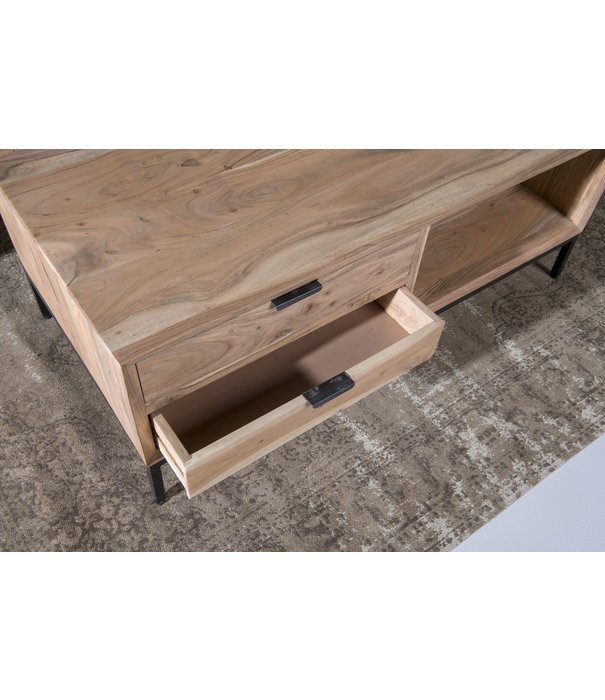 Duverger® Nordic - Table basse - acacia - naturel - L 120cm - 4 tiroirs - 1 niche