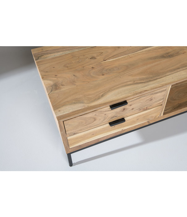 Duverger® Nordic - Table basse - acacia - naturel - L 120cm - 4 tiroirs - 1 niche