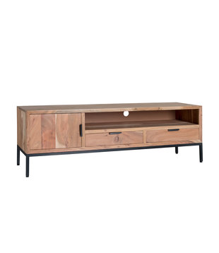 Nordic - Meuble TV - acacia - naturel - 140cm - 1 porte - 2 tiroirs - 1 niche