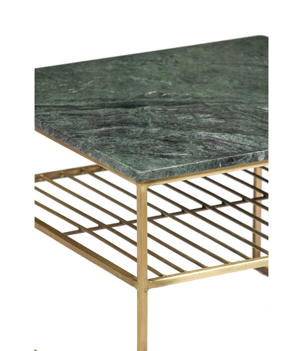 Duverger® Marble - Table basse - 55cm - marbre - acier laqué - vert - or - carré