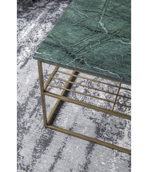 Duverger® Marble - Table basse - 55cm - marbre - acier laqué - vert - or - carré