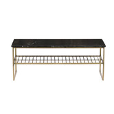 Marble - Table basse - 90cm - marbre - acier laqué - noir - or - rectangulaire