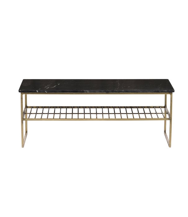 Duverger® Marble - Table basse - 90cm - marbre - acier laqué - noir - or - rectangulaire