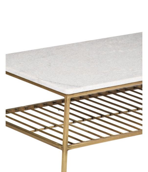 Duverger® Marble - Salontafel - 90cm - marmer - gecoat staal - wit - goud - rechthoekig