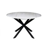 Marble - Eettafel - 130cm - marmer - gecoat staal - wit - zwart - rond
