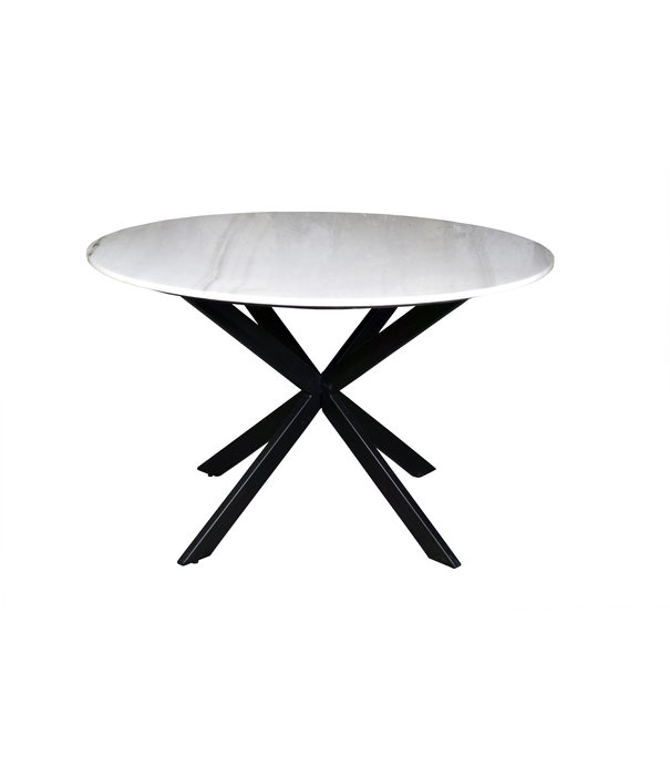 Duverger® Marble - Eettafel - 130cm - marmer - gecoat staal - wit - zwart - rond