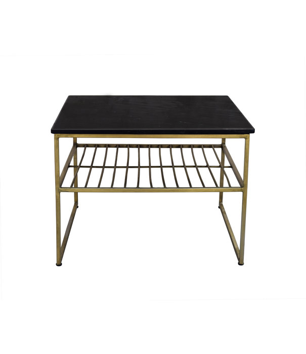 Duverger® Marble - Table basse - 55cm - marbre - acier laqué - noir - or - carré