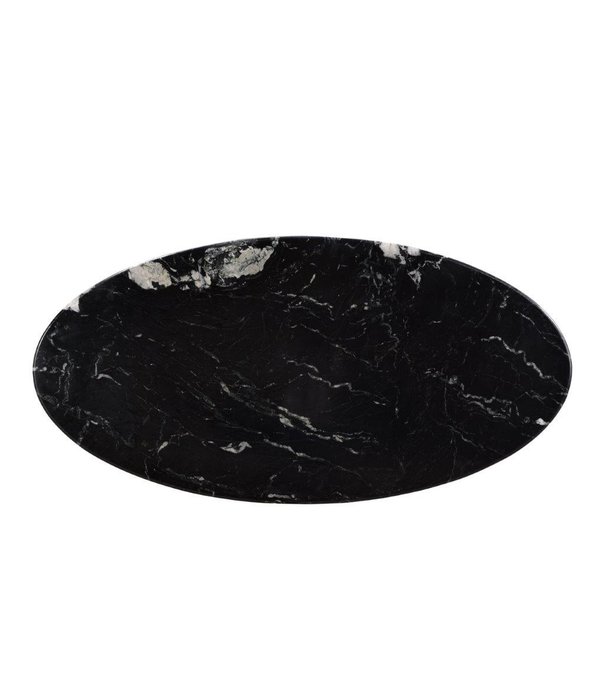 Duverger® Marble - Table de salle à manger - 180cm - marbre - noir - acier laqué - ovale