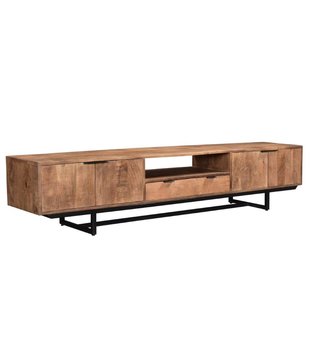 Tropical - TV-Schrank - 220cm - 4 Türen - 1 Schublade - 1 Nische - Mangoholz - Stahl