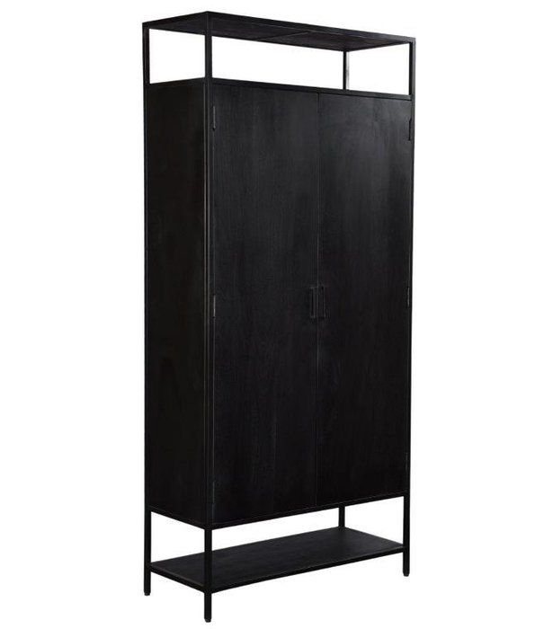 Duverger® Black Omerta - Buffet - mangue - noir - 2 portes - 2 étagères - 2 alcôves - châssis en acier - laqué noir