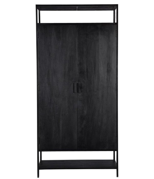 Duverger® Black Omerta - Buffet - mangue - noir - 2 portes - 2 étagères - 2 alcôves - châssis en acier - laqué noir