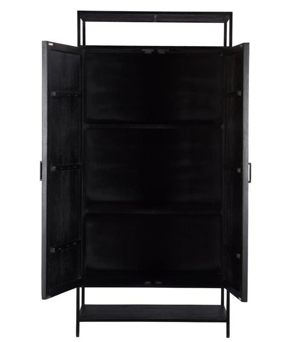 Duverger® Black Omerta - Buffetschrank - Mango - schwarz - 2 Türen - 2 Einlegeböden - 2 Nischen - Stahlrahmen - schwarz beschichtet