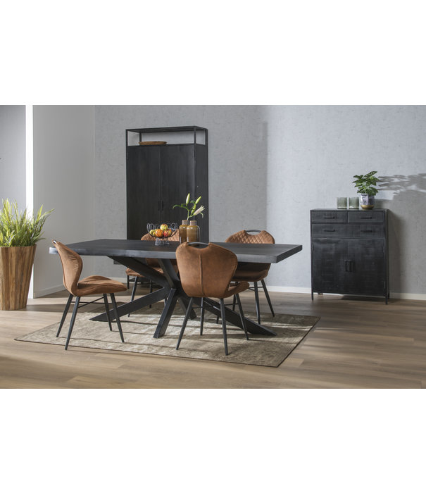 Duverger® Black Omerta - Buffetschrank - Mango - schwarz - 2 Türen - 2 Einlegeböden - 2 Nischen - Stahlrahmen - schwarz beschichtet