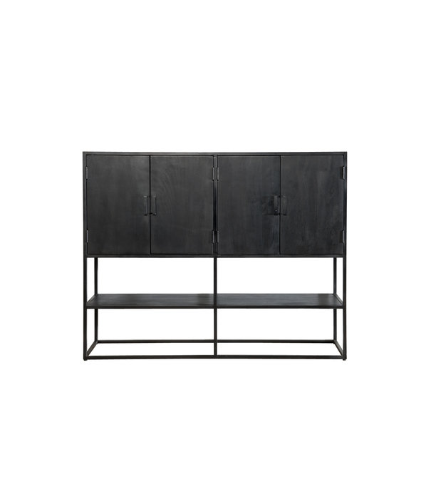 Duverger® Black Omerta - Buffetschrank - Mango - schwarz - 4 Türen - 1 Fachboden - Stahlrahmen - schwarz beschichtet