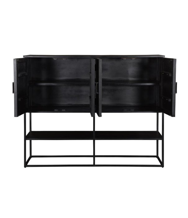 Duverger® Black Omerta - Buffetschrank - Mango - schwarz - 4 Türen - 1 Fachboden - Stahlrahmen - schwarz beschichtet