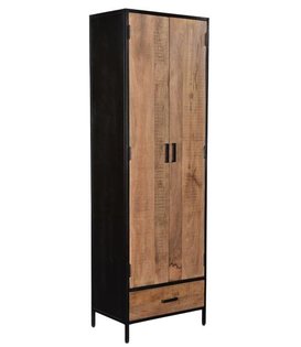 Omerta - Lagerschrank - Mango - natur - 2 Türen - 1 Schublade - Stahlrahmen - schwarz beschichtet