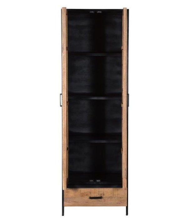 Duverger® Omerta - Meuble de rangement - mangue - naturel - 2 portes - 1 tiroir - châssis acier - revêtement noir