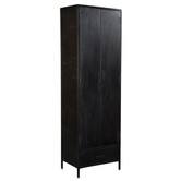 Black Omerta - Armoire de rangement - mangue - noir - 2 portes - 1 tiroir - châssis en acier - revêtement noir