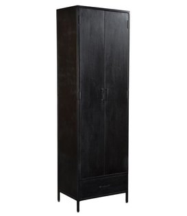 Black Omerta - Armoire de rangement - mangue - noir - 2 portes - 1 tiroir - châssis en acier - revêtement noir