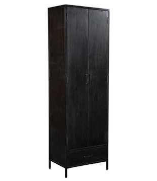 Black Omerta - Armoire de rangement - mangue - noir - 2 portes - 1 tiroir - châssis en acier - revêtement noir