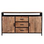 Omerta - Dressoir - mangohout - naturel - 2 deuren - 3 lades - 1 nis - stalen frame - zwart gecoat