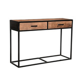 Omerta - Sidetable - mangohout - naturel - 2 lades - stalen frame - zwart gecoat