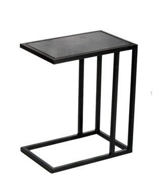 Marble - Table d'appoint - marbre - acier laqué - noir - rectangulaire