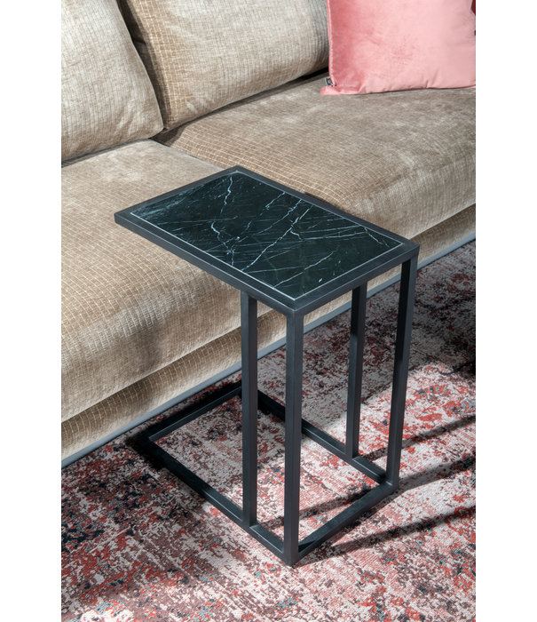 Duverger® Marble - Table d'appoint - marbre - acier laqué - noir - rectangulaire