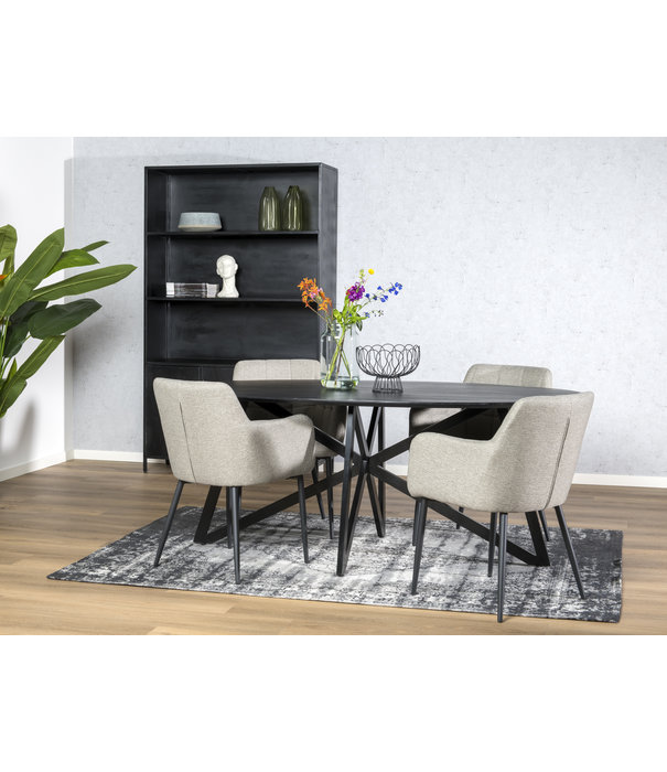 Duverger® Nordic - Eettafel - acacia - zwart - ovaal - L 200cm - web poten - gecoat staal