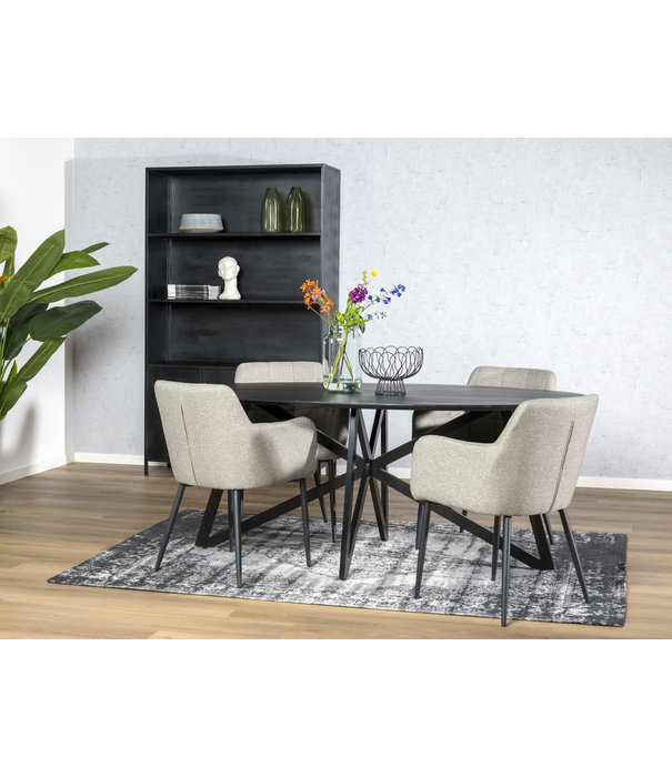 Duverger® Nordic - Esstisch - Akazie - schwarz - oval - L 200cm - Webbeine - beschichteter Stahl