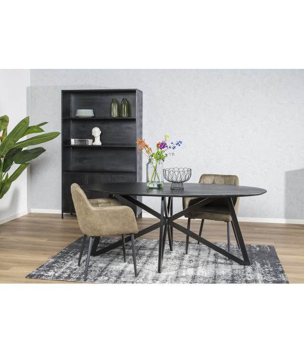 Duverger® Nordic - Esstisch - Akazie - schwarz - oval - L 200cm - Webbeine - beschichteter Stahl