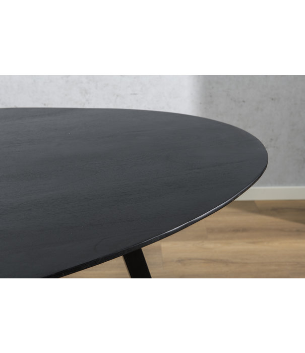 Duverger® Nordic - Table de salle à manger - acacia - noir - ovale - L 200cm - pieds web - acier laqué