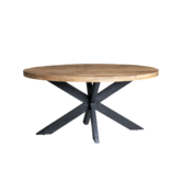 Omerta - Eettafel - ovaal - 160cm - mango - naturel - stalen Spider-poot - zwart gecoat