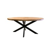 Omerta - Esstisch - oval - 200cm - Mangoholz - natur - Stahlbein Spider - schwarz beschichtet