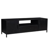 Black Omerta - TV-meubel - 160cm - mango - zwart - 2 deuren - 1 lade - 1 nis - stalen frame