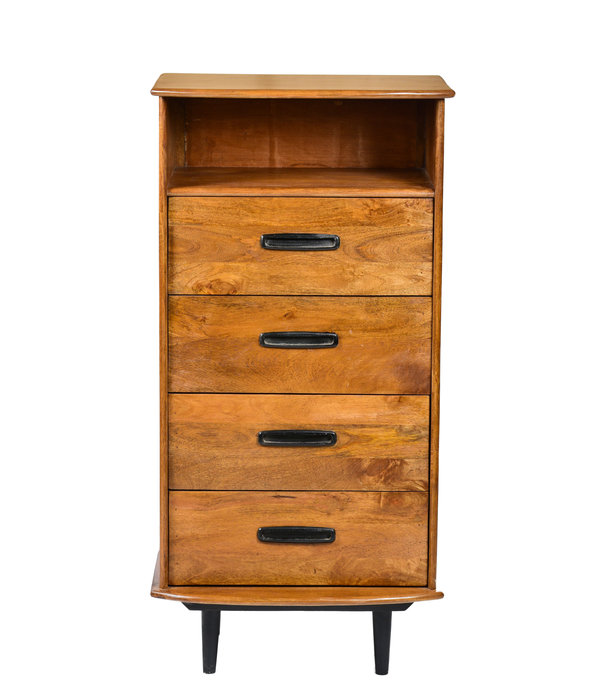 Duverger® Nostalgic retro - Commode - bois de manguier - marron - 4 tiroirs - niche