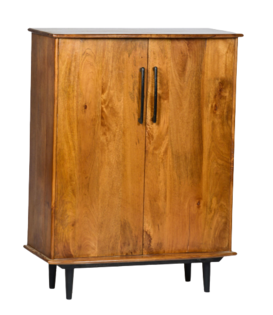 Nostalgic Retro - Barschrank - Mangoholz - braun - 2 Türen - Schublade - Flaschenhalter