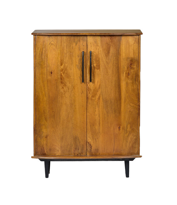 Duverger® Nostalgic retro - Meuble bar - bois de manguier - marron - 2 portes - tiroir - porte-bouteilles