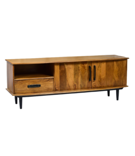 Nostalgic retro - Meuble TV - bois de manguier - marron - tiroir - niche - 2 portes - L 152cm